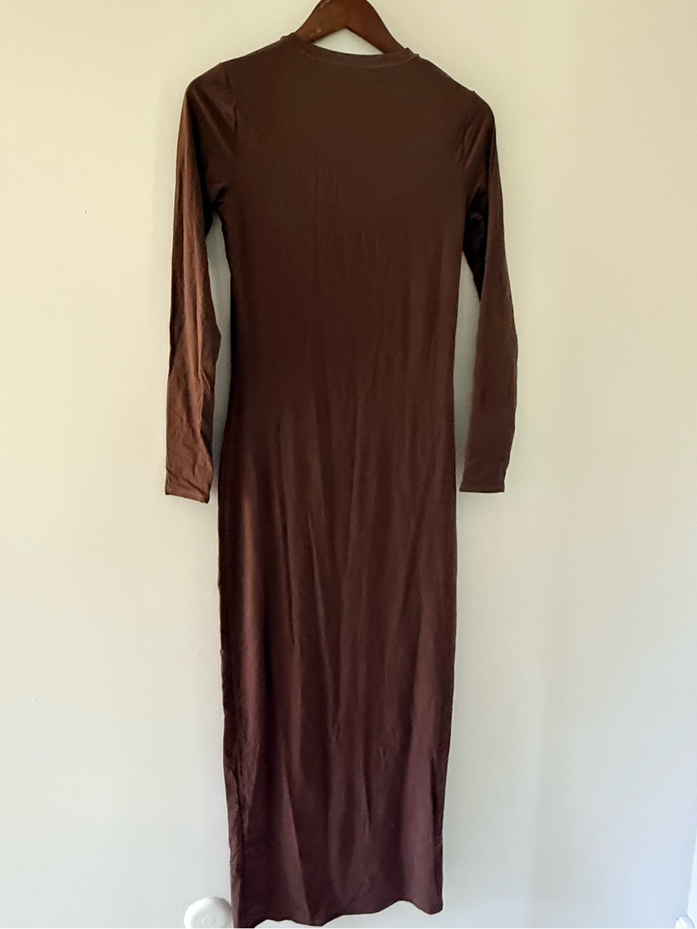 SKIMS Fits Everybody Long Sleeve Maxi Dress Cocoa Brown XL - Picture 2 of 4